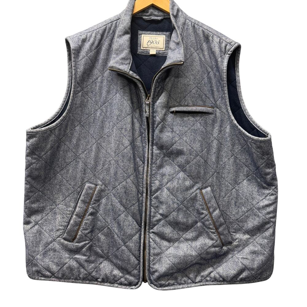 JoS A Bank Jacket Mens 2X Blue Quilted Full Zip‎ 1905 Collection Fleece Lined
